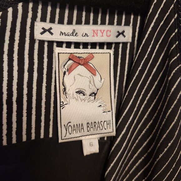 Yoana Baraschi Striped Zipper Sheath Dress Size 6 Black White - Picture 7 of 8